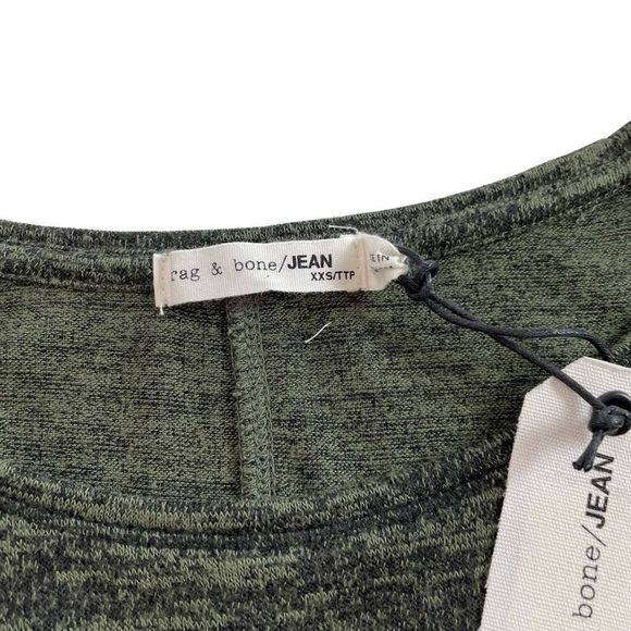 Rag & Bone/JEAN Amelie Long Sleeve Top Relaxed Fit Heathered Olive XXS NWT - Picture 5 of 7